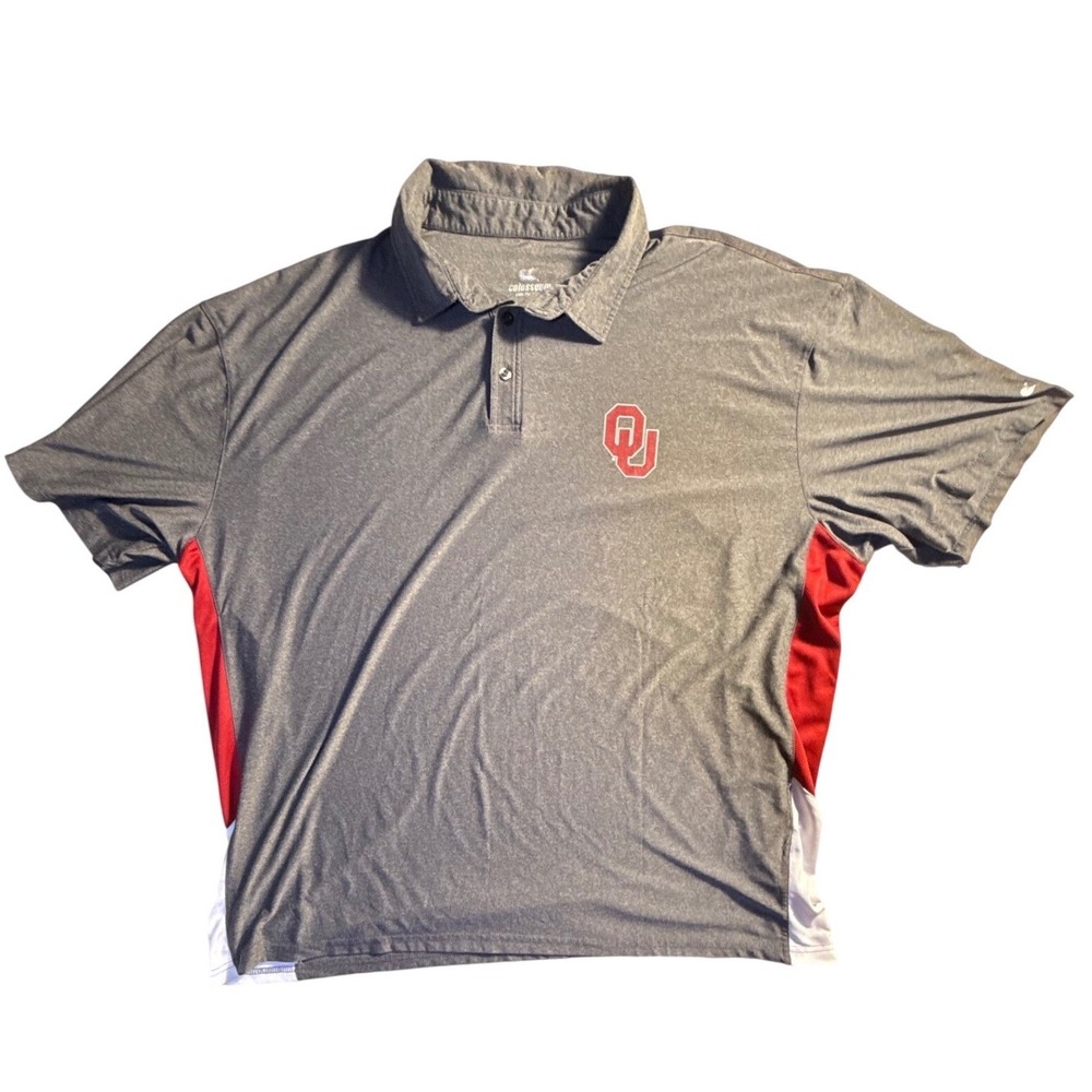 Colosseum Oklahoma Sooners OU Polo Shirt Mens 3XL Gray Red Performance-1045